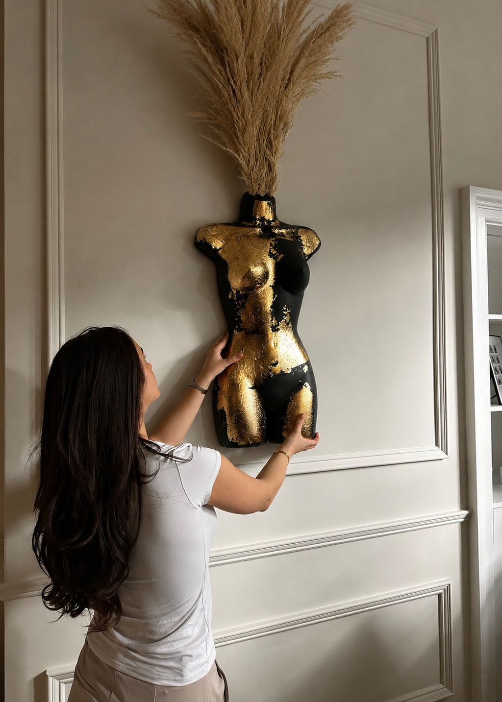 Gold Leaf Pampas Torso - Black