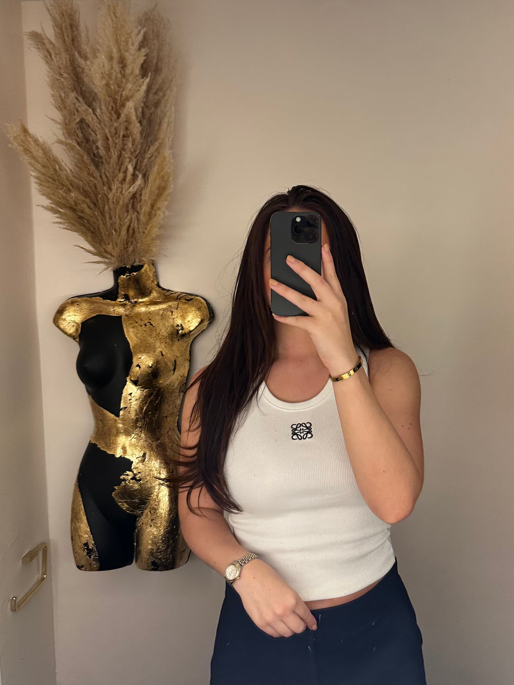 Gold Leaf Pampas Torso - Black